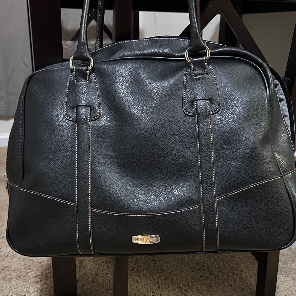 Nine West Black Faux Leather Duffel Bag